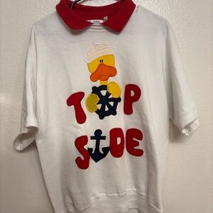 Women's White and Red Duck Graphic Polo Shirt